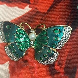 Blue Green Cool Tone Enamel Brooch